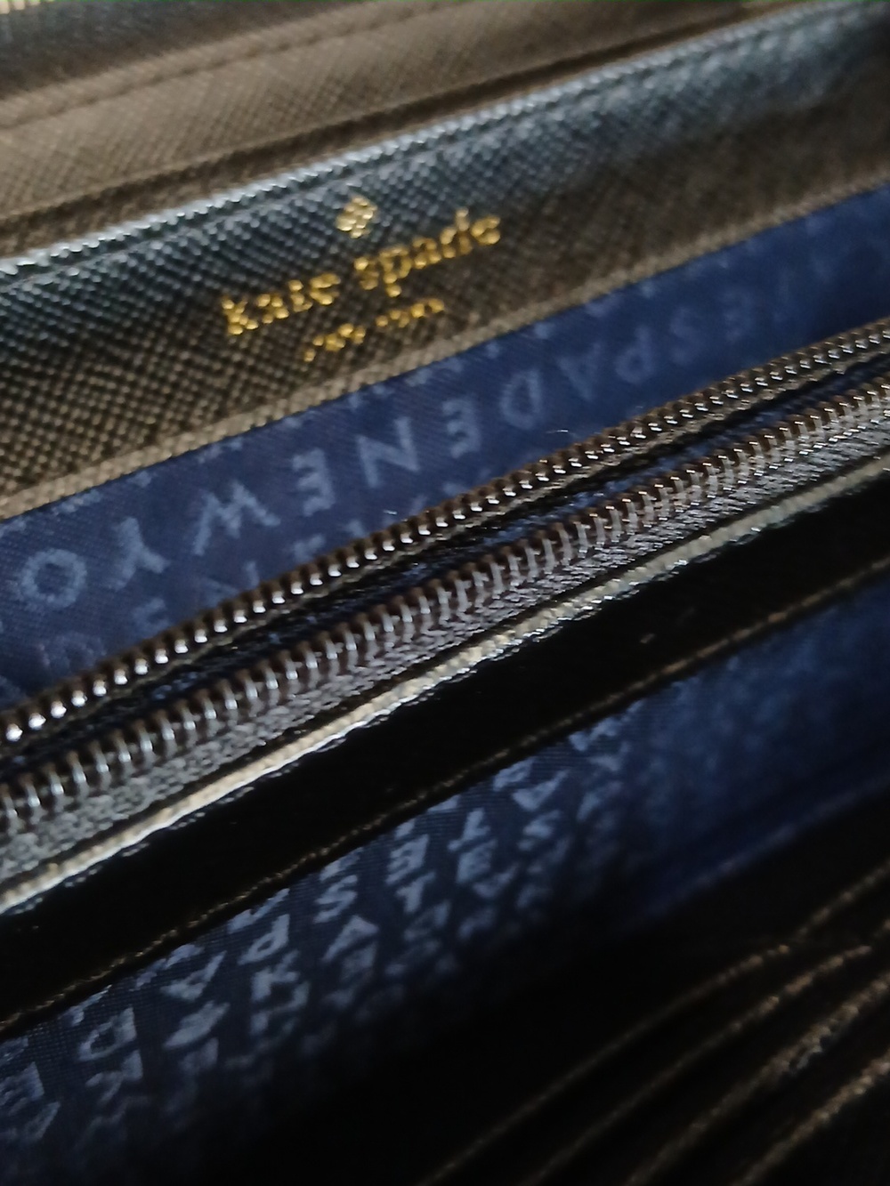 Kate Spade Midnight Blue Glitter Bug zip-around wallet - Picture 5 of 8